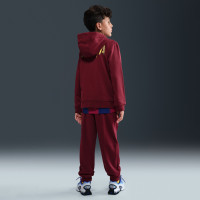 Pantalon De Survêtement En Polaire Nike FC Barcelona Club 2025-2026 Pour Enfants, Rouge Foncé, Jaune
