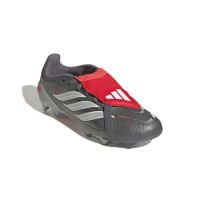 adidas Predator Elite FT Gras Voetbalschoenen (FG) Kids Donkergrijs Wit Zilver Rood