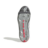 adidas Predator League FT Gazon Naturel Chaussures de Foot (FG) Enfants Gris Foncé Blanc Argenté Rouge