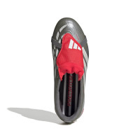 adidas Predator League FT Gazon Naturel Chaussures de Foot (FG) Enfants Gris Foncé Blanc Argenté Rouge