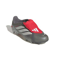 adidas Predator League FT Gazon Naturel Chaussures de Foot (FG) Enfants Gris Foncé Blanc Argenté Rouge