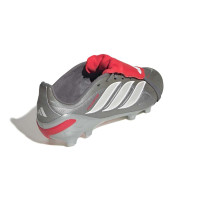 adidas Predator League FT Gras Voetbalschoenen (FG) Kids Donkergrijs Wit Zilver Rood
