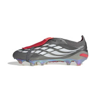 adidas Predator Elite FT Gazon Naturel Chaussures de Foot (FG) Gris Foncé Blanc Argenté Rouge