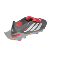 adidas Predator Elite FT Gazon Naturel Chaussures de Foot (FG) Gris Foncé Blanc Argenté Rouge