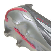 adidas Predator League FT Gras Voetbalschoenen (FG) Donkergrijs Wit Zilver Rood