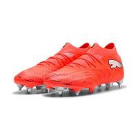 PUMA Future 9 Ultimate Crampons Vissés Chaussures de Foot (SG) Rouge Vif Argenté Noir