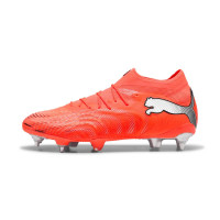 PUMA Future 9 Ultimate Crampons Vissés Chaussures de Foot (SG) Rouge Vif Argenté Noir