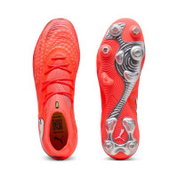 PUMA Future 9 Ultimate Crampons Vissés Chaussures de Foot (SG) Rouge Vif Argenté Noir