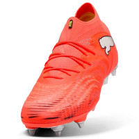 PUMA Future 9 Ultimate Crampons Vissés Chaussures de Foot (SG) Rouge Vif Argenté Noir
