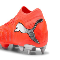 PUMA Future 9 Ultimate Crampons Vissés Chaussures de Foot (SG) Rouge Vif Argenté Noir