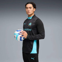 PUMA Olympique Marseille Haut d'Entraînement 1/4-Zip 2025-2026 Noir Bleu Clair