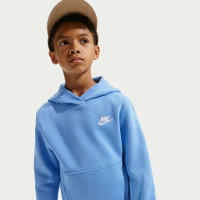 Sweat à capuche en polaire Nike Sportswear Club pour Enfants, bleu et blanc