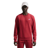 Costume de jogging en polaire Nike Sportswear Club Crew rouge foncé et blanc
