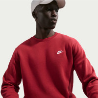 Costume de jogging en polaire Nike Sportswear Club Crew rouge foncé et blanc