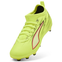 PUMA Ultra 6 Match Gazon Naturel Artificiel (MG) Enfants Néon Jaune Rouge Noir