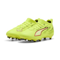 PUMA Ultra 6 Match Gazon Naturel Artificiel (MG) Enfants Néon Jaune Rouge Noir