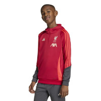 adidas Liverpool Track Sweat à Capuche 1/4-Zip 2025-2026 Enfants Rouge Gris Argenté