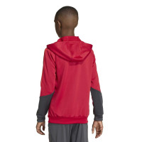 adidas Liverpool Track Sweat à Capuche 1/4-Zip 2025-2026 Enfants Rouge Gris Argenté
