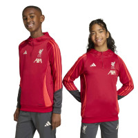 adidas Liverpool Track Sweat à Capuche 1/4-Zip 2025-2026 Enfants Rouge Gris Argenté