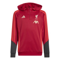 adidas Liverpool Track Sweat à Capuche 1/4-Zip 2025-2026 Enfants Rouge Gris Argenté