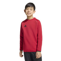 Pull adidas Tiro Travel Crew pour enfants, rouge et noir