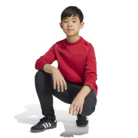 Pull adidas Tiro Travel Crew pour enfants, rouge et noir