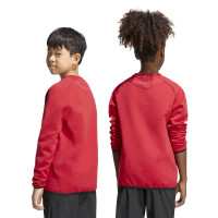 Pull adidas Tiro Travel Crew pour enfants, rouge et noir