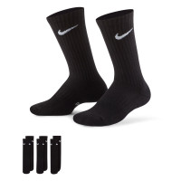 Chaussettes de sport Nike Everyday Cushioned Crew, lot de 3, pour Enfants, noir et blanc
