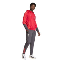 adidas Liverpool Track Sweat à Capuche 1/4-Zip 2025-2026 Rouge Gris Argenté
