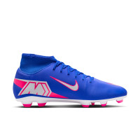 Nike Mercurial Superfly 10 Club Gazon Naturel Gazon Artificiel Chaussures de Foot (MG) Bleu Blanc Rose Vif