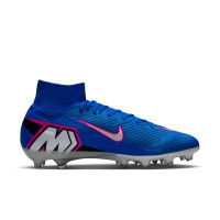 Nike Zoom Mercurial Superfly 10 Elite Gazon Artificiel Chaussures de Foot (AG) Bleu Blanc Rose Vif