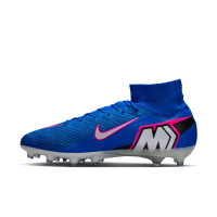 Nike Zoom Mercurial Superfly 10 Elite Gazon Artificiel Chaussures de Foot (AG) Bleu Blanc Rose Vif