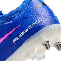 Nike Zoom Mercurial Vapor 16 Elite Crampons Vissés Chaussures de Foot (SG) Pro Player Bleu Blanc Rose Vif