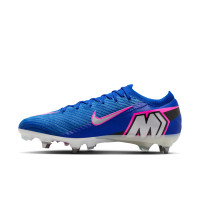 Nike Zoom Mercurial Vapor 16 Elite Crampons Vissés Chaussures de Foot (SG) Pro Player Bleu Blanc Rose Vif