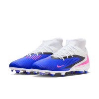 Nike Phantom 6 High Club Gazon Naturel Artificiel Chaussures de Foot (MG) Bleu Blanc Rose Vif