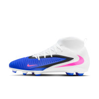 Nike Phantom 6 High Club Gras / Kunstgras Voetbalschoenen (MG) Blauw Wit Felroze