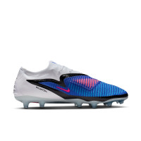Nike Phantom 6 Low Elite Gazon Artificiel Chaussures de Foot (FG) Bleu Blanc Rose Vif