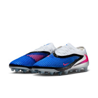 Nike Phantom 6 Low Elite Gazon Artificiel Chaussures de Foot (FG) Bleu Blanc Rose Vif