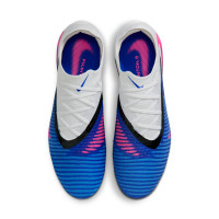 Nike Phantom 6 Low Elite Gazon Artificiel Chaussures de Foot (FG) Bleu Blanc Rose Vif