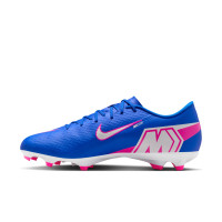 Nike Zoom Mercurial Vapor 16 Academy Gazon Naturel Artificiel Chaussures de Foot (MG) Bleu Blanc Rose Vif