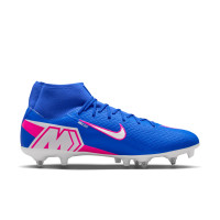 Nike Zoom Mercurial Superfly 10 Academy Crampons Vissés Chaussures de Foot (SG) Bleu Blanc Rose Vif
