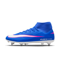 Nike Zoom Mercurial Superfly 10 Academy Crampons Vissés Chaussures de Foot (SG) Bleu Blanc Rose Vif