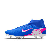 Nike Zoom Mercurial Superfly 10 Academy Crampons Vissés Chaussures de Foot (SG) Bleu Blanc Rose Vif