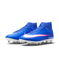 Nike Zoom Mercurial Superfly 10 Academy Crampons Vissés Chaussures de Foot (SG) Bleu Blanc Rose Vif