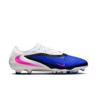 Nike Phantom 6 Low Pro Gazon Naturel Chaussures de Foot (FG) Bleu Blanc Rose Vif