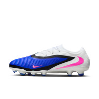 Nike Phantom 6 Low Pro Gazon Naturel Chaussures de Foot (FG) Bleu Blanc Rose Vif