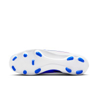 Nike Phantom 6 Low Club Gazon Naturel Artificiel Chaussures de Foot (MG) Bleu Blanc Rose Vif