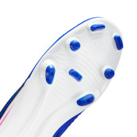 Nike Phantom 6 Low Club Gazon Naturel Artificiel Chaussures de Foot (MG) Bleu Blanc Rose Vif