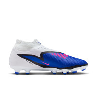 Nike Phantom 6 High Academy Gazon Naturel Artificiel Chaussures de Foot (MG) Bleu Blanc Rose Vif