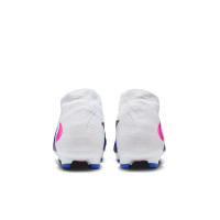 Nike Phantom 6 High Academy Gazon Naturel Artificiel Chaussures de Foot (MG) Bleu Blanc Rose Vif